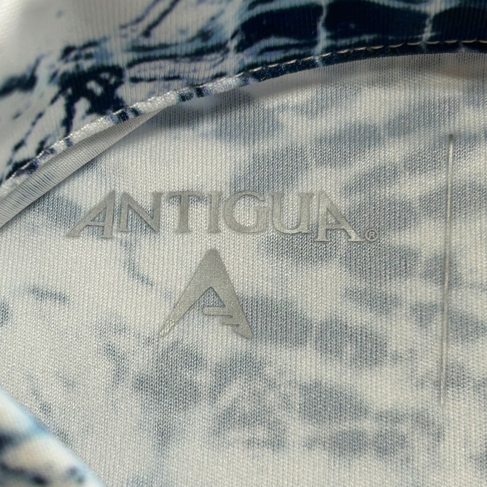 Antigua Mens Blue White Tie Dye Shibori Golf Polo Shirt Size Small Performance - Picture 6 of 10
